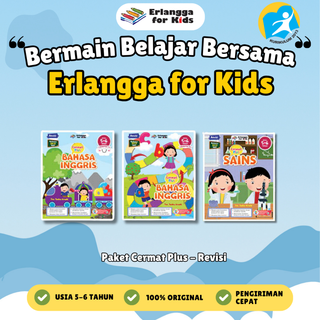 [Erlangga] Buku Paket TK dan PAUD Anak: Cermat Plus 5-6 Tahun - Erlangga For Kids