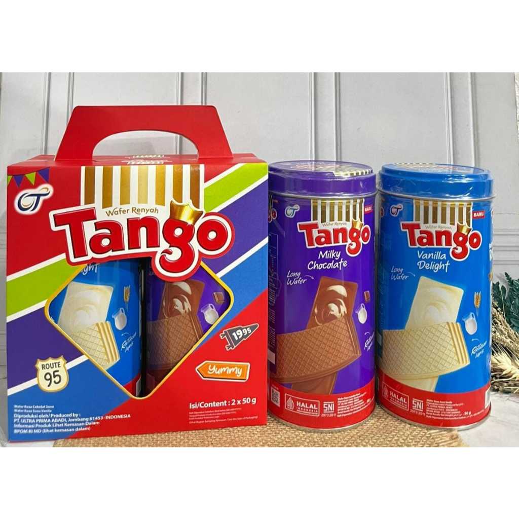 

Cod / Wafer tango gift box parsel (1 parsel isi 2 kaleng) dan (1 dus 12 parcel ) / Tango wafer renyah box isi 2 kaleng coklat vanila 50 gram / Tango hampers parcel paket lebaran kaleng 2 x 50 gram