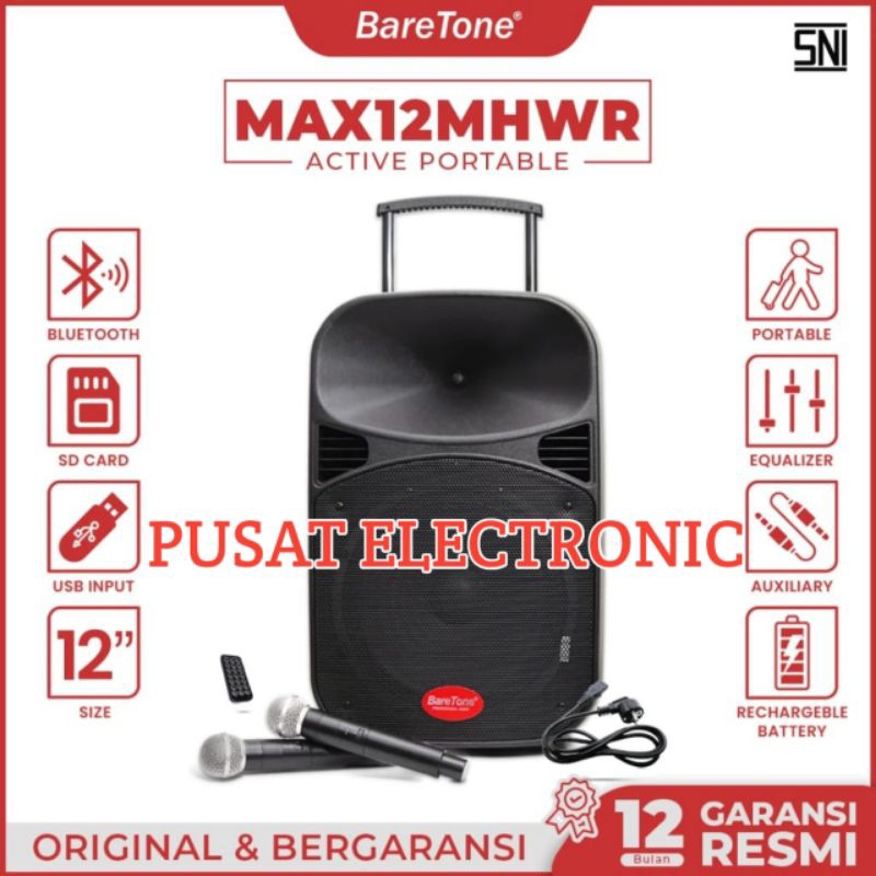 Speaker Portable Baretone Max12Mhwr Original Speaker Baretone 12inch Garansi resmi