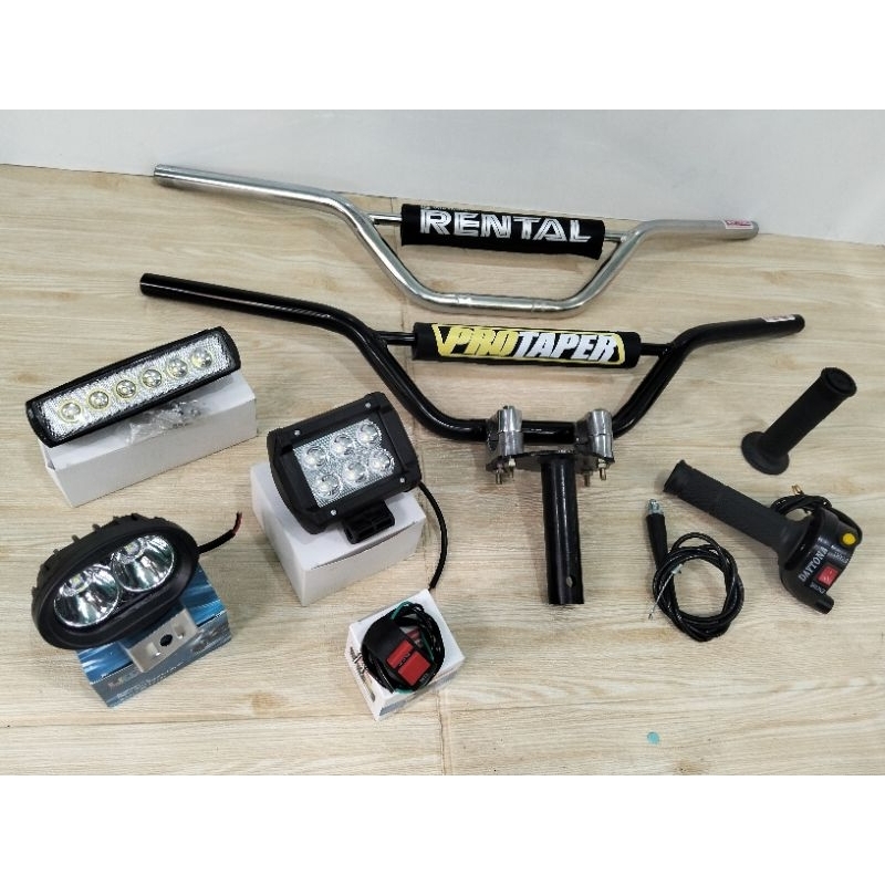 paketan stang trail+adaptor stang+gas spontan daytona 2tombol+lampu sorot LED ✓Gratis saklar lampu