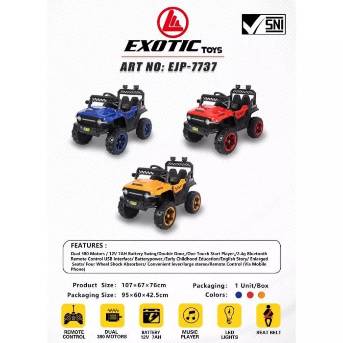 Mobil Aki Anak Exotic Toys EJP-7737 Remote Control