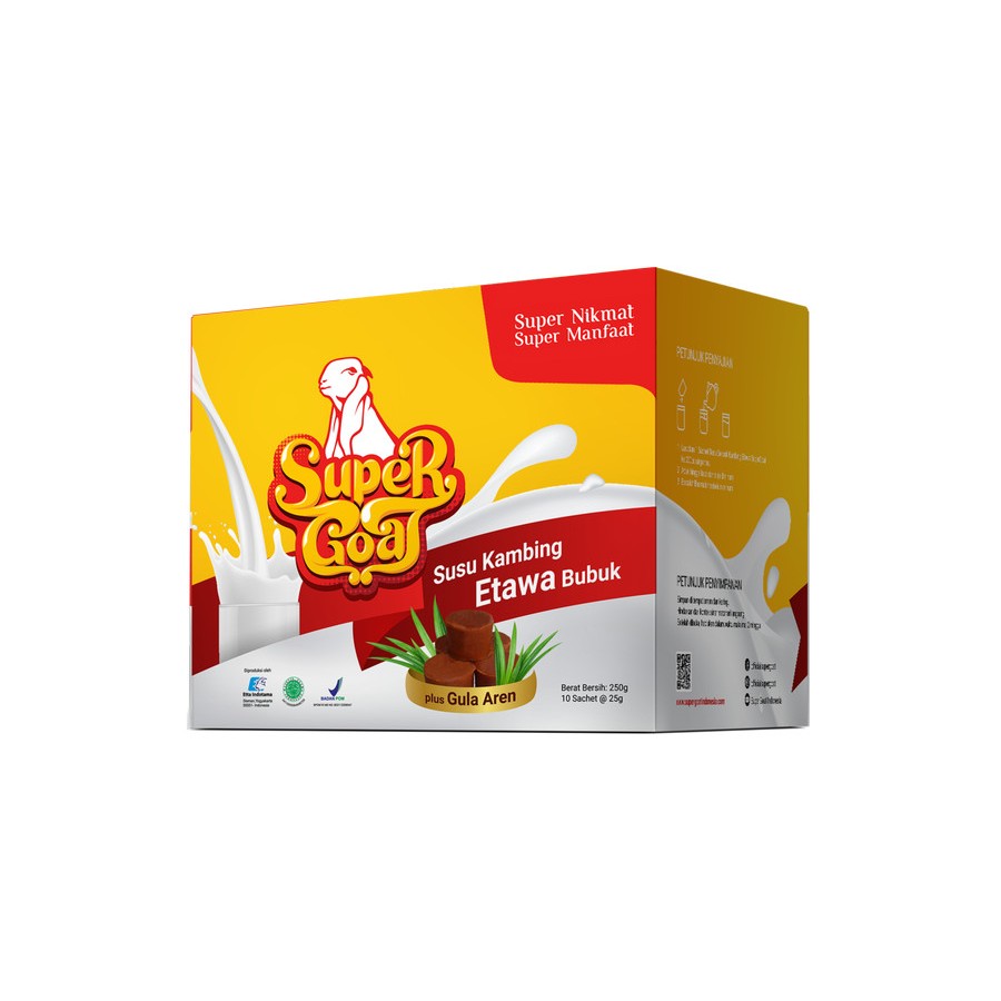 

RB Supergoat Susu Kambing Etawa Bubuk Plus Gula Aren 1 Box Isi 10 Sachet