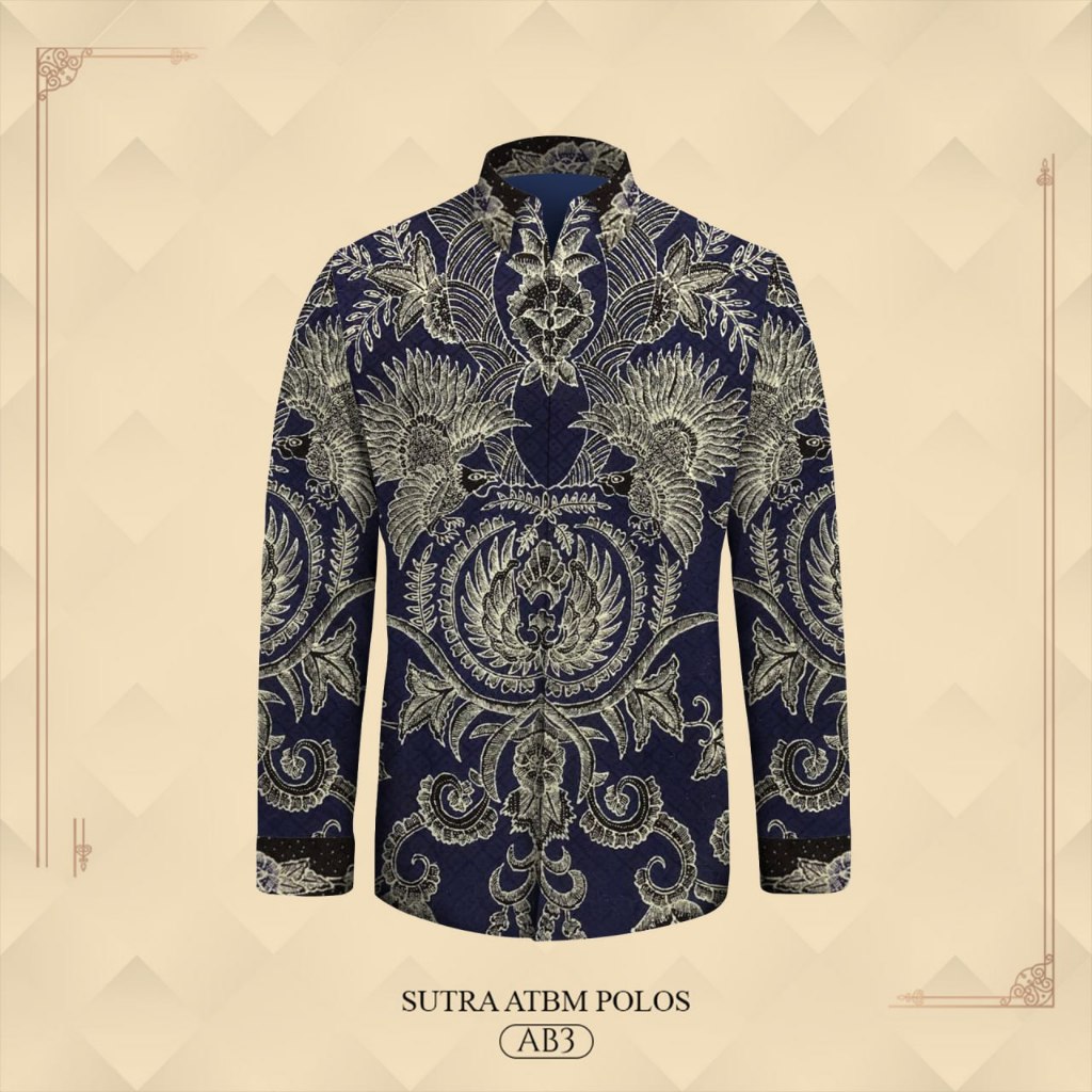 Kemeja formal pria lengan panjang pola batik tulis bahan atbm sutera premium baju batik tulis polos 