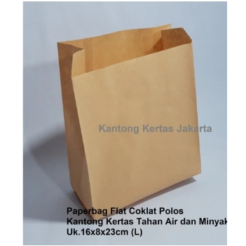 

(100pcs) Kantong kertas Coating coklat (L) tahan air dan minyak Ukuran 23x16x8cm