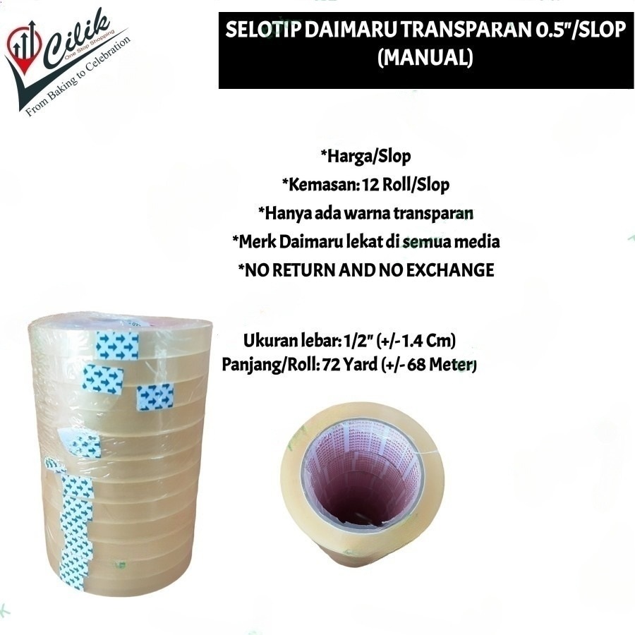 

selotip+lakban+seal+bening+transparan+2+segel+dus+hamper+daimaru
