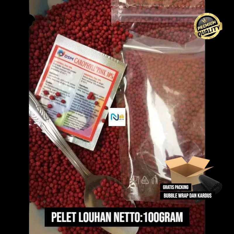 Pelet louhan racikan astaxantin carophyl pink 100 gram / pelet louhan / pelet carophyl / pelet ikan 