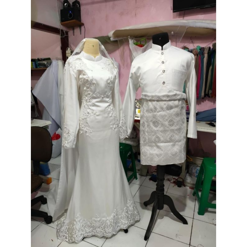gaun pengantin muslimah Malaysia Melayu gaun akad wedding dress muslimah
