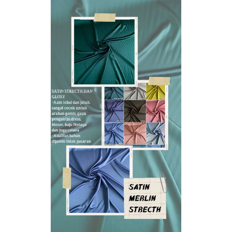 kain satin silk tebal bridal merlin stretch premium