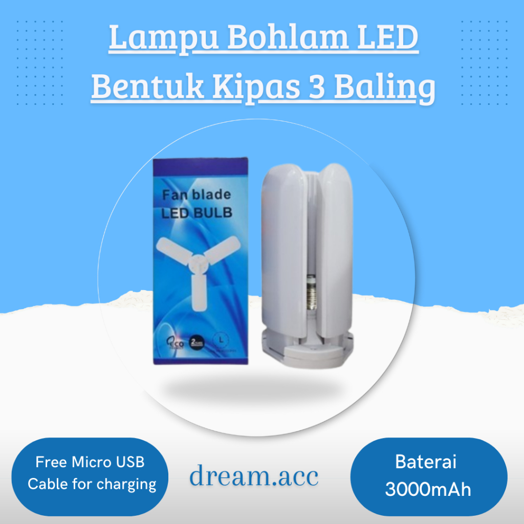 Lampu Bohlam LED Bentuk Kipas 3 Baling / Lampu Bohlam LED