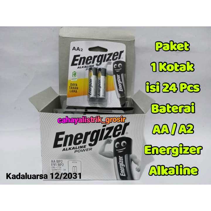 Baterai/Battery/Batere Energizer Paket 1 Kotak (isi 24 Pcs) ALKALINE Power AA A2 1 Pack isi 2 Pcs Da