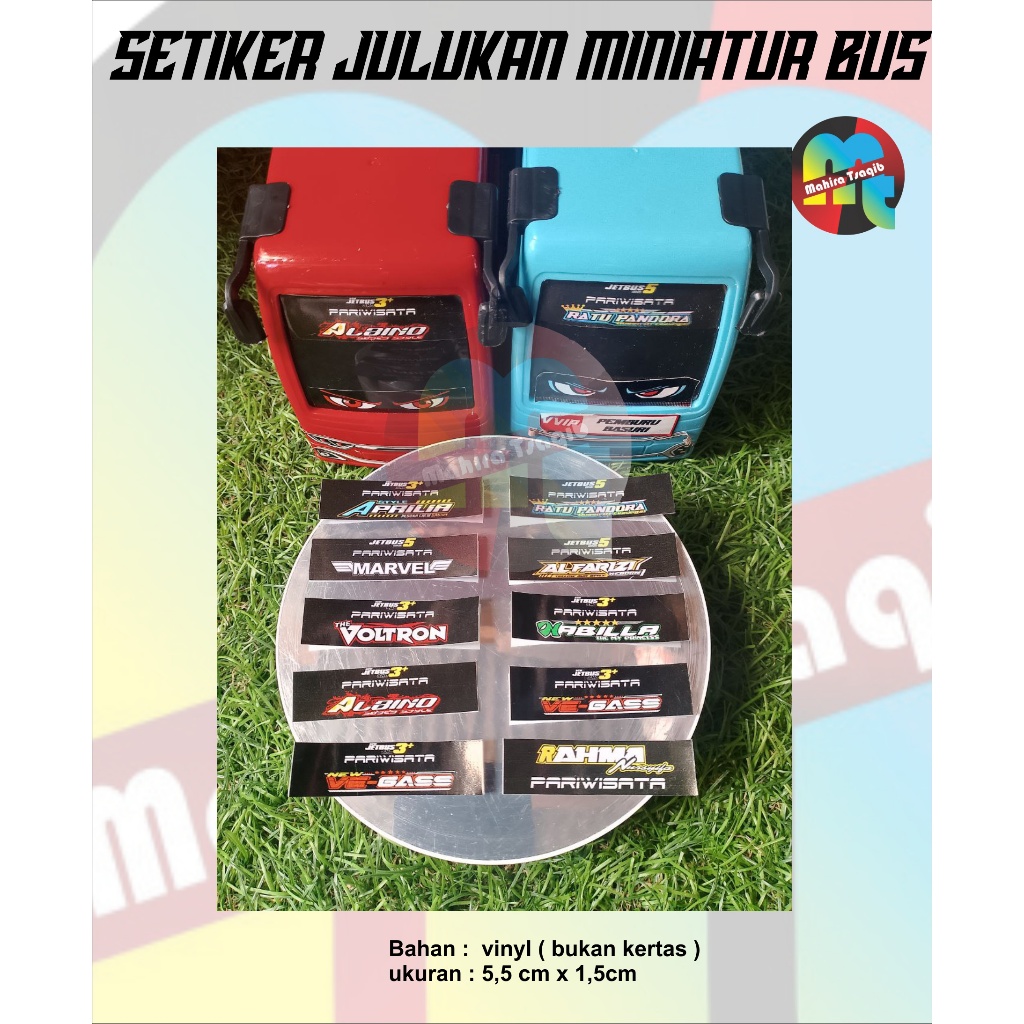 

ISI 10 PCS STIKER JULUKAN MINIATUR BUS PLASTIK /AKSESORIS MINIATUR