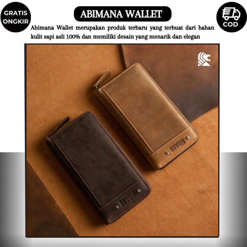 Dompet Kulit Wallet Pria Cowok Asli Panjang Original Branded Abimana Mini Pouch