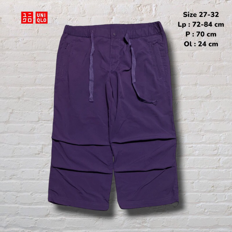 Celana Pendek Shortpants 3/4 Uniqlo Purple Parasut    Second Preloved #CC118