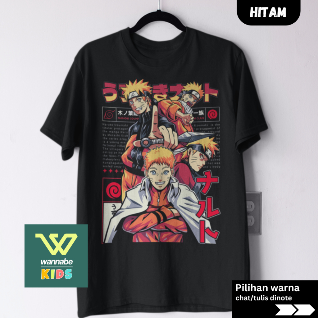 Kaos Anime Naruto Dewasa S–7XL Big Size Jumbo & Anak XS–XL | Baju Couple Keluarga Cotton Combed 24s 