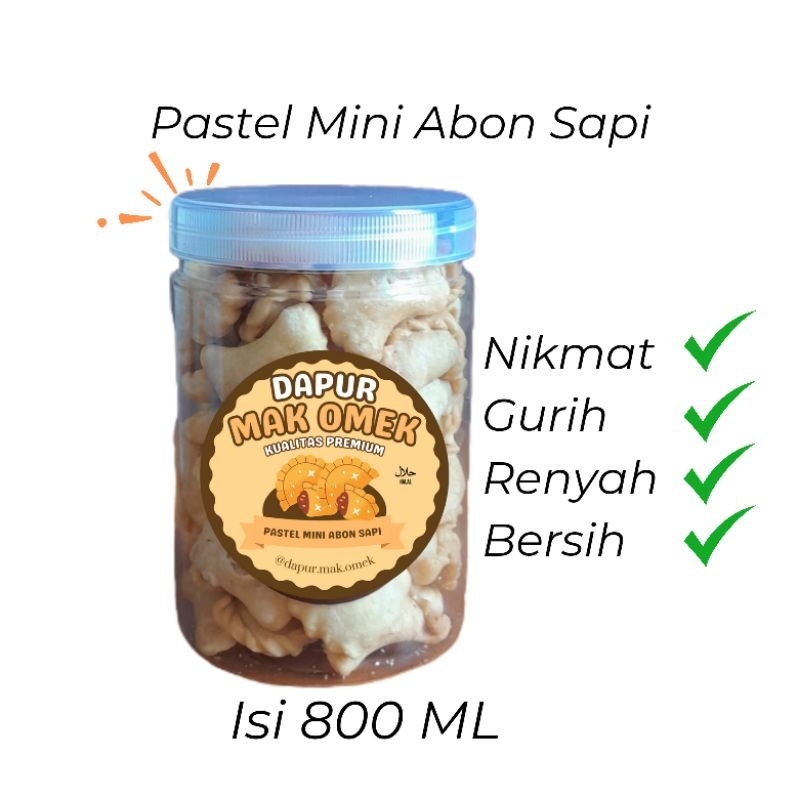 

Pastel Mini Rasa Abon Sapi 800 ML Cemilan Gurih dan Renyah Made by Dapur Mak Omek