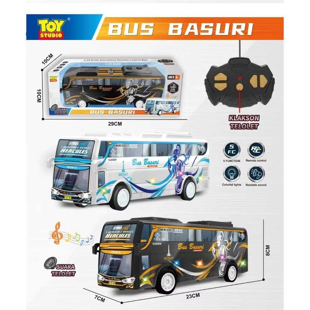 RC BUS BASURI TELOLET mainan bis basuri travel perjalanan bunyi telolet remote control