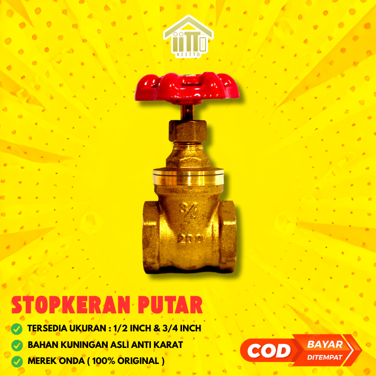 STOP KRAN AIR KUNINGAN ASLI ONDA 100% / BALL VALVE KUNINGAN ASLI ONDA 1/2 3/4 INCH / GATE VALVE KUNI