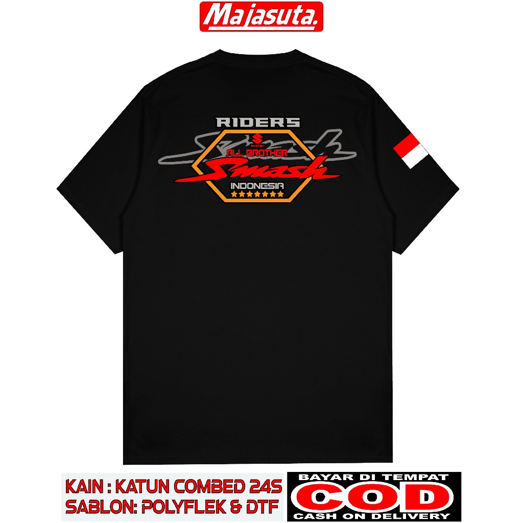 KAOS SUZUKI SMASH ALL BROTHER M2 RIDERS INDONESIA BAHAN KATUN COMBED 24S TEBAL SABLON DTF