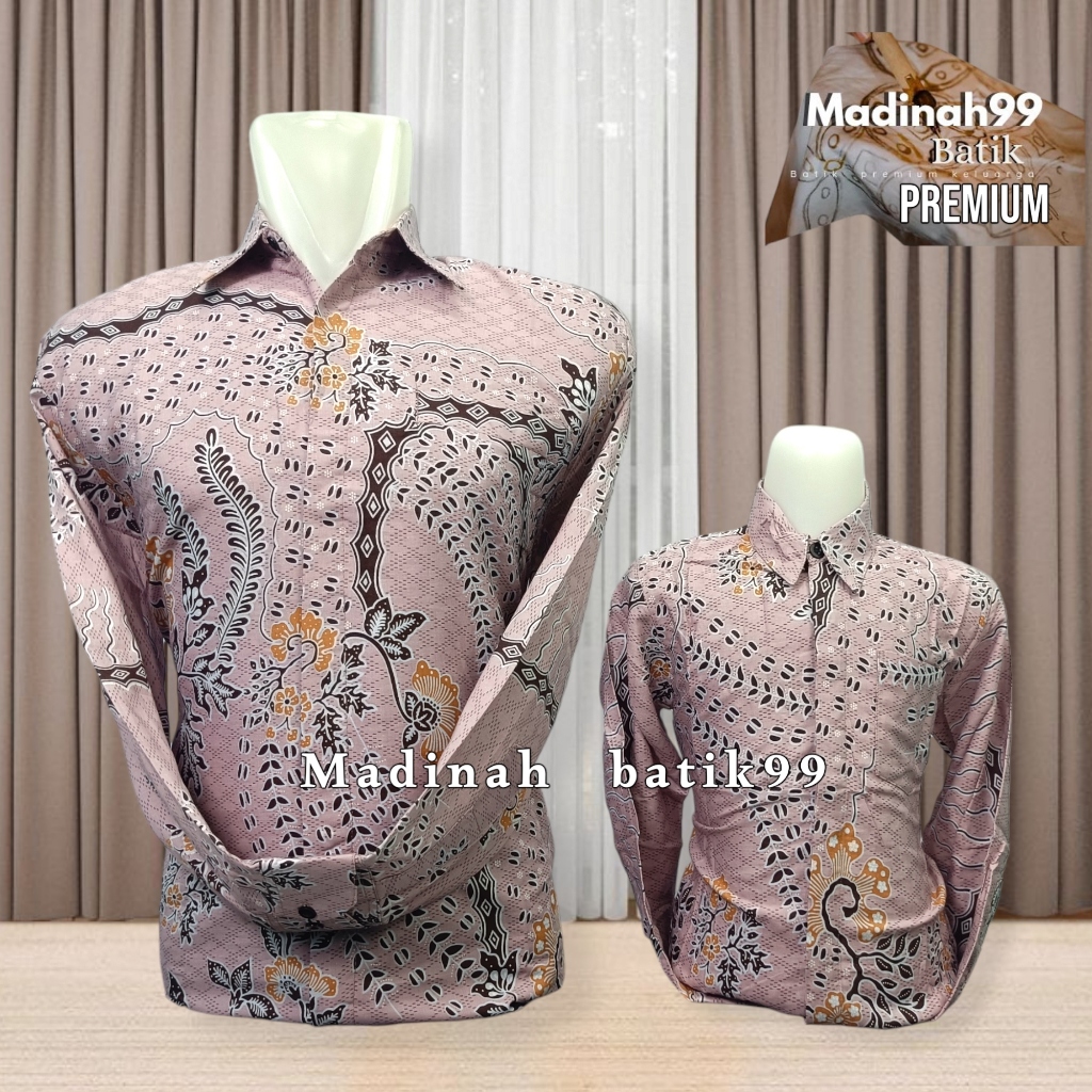 batik ayah anak  warna salem motif padi moderen pasangan kebaya cod