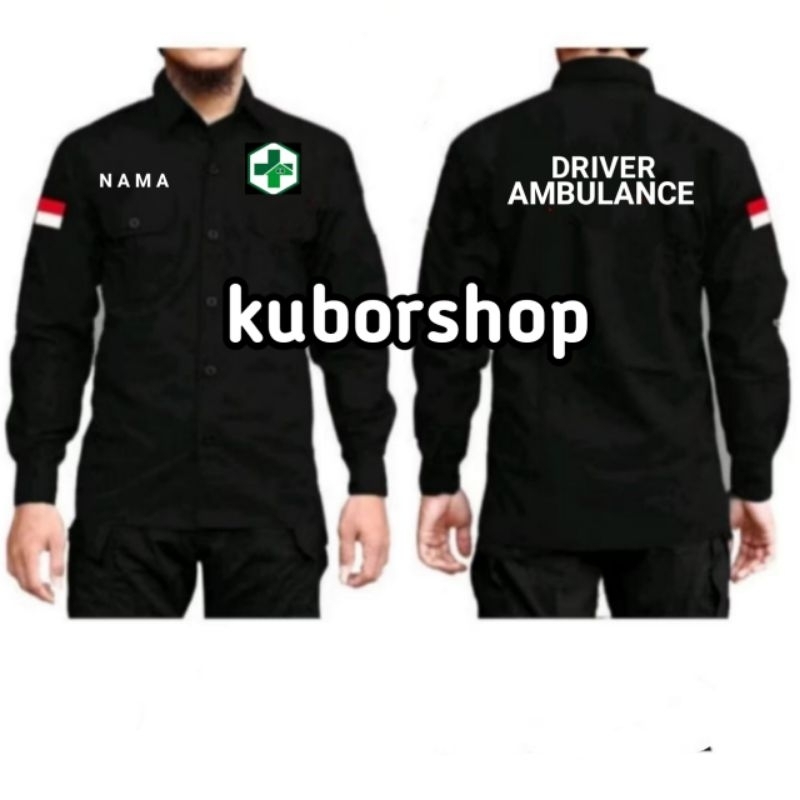 kemeja DRIVER AMBULANCE baju kerja driver ambulance seragam driver ambulance  full bordir