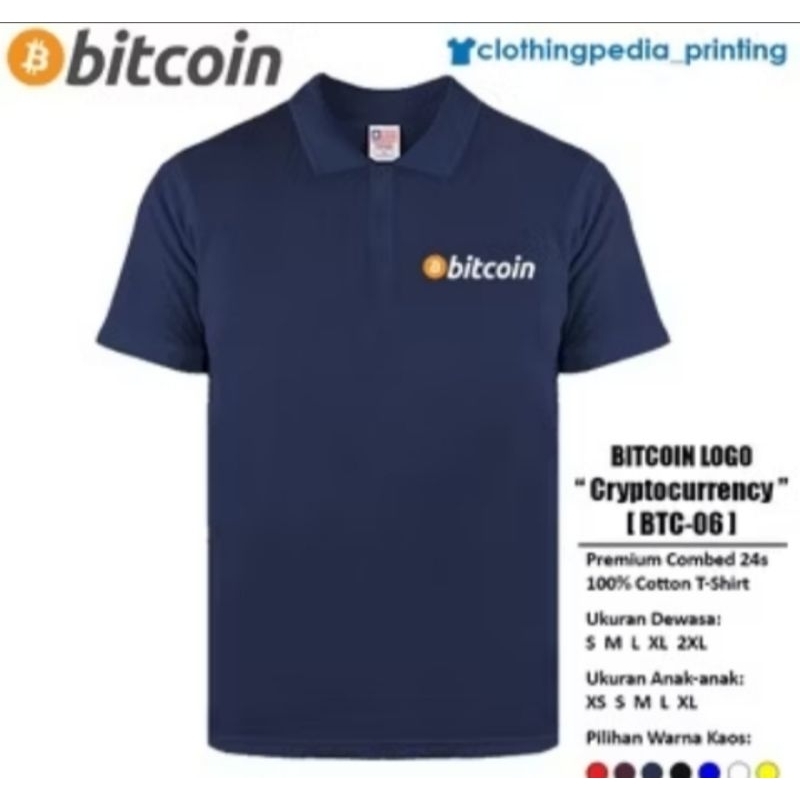 POLO SHIRT BITCOIN/KAOS KERAH BITCOIN LOGO COIN CRYPTOCURRENCY CASUAL KEREN