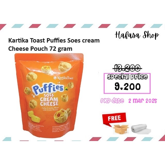 

Kartika Toast Puffies Soes Cream Cheese Pouch 72 gram