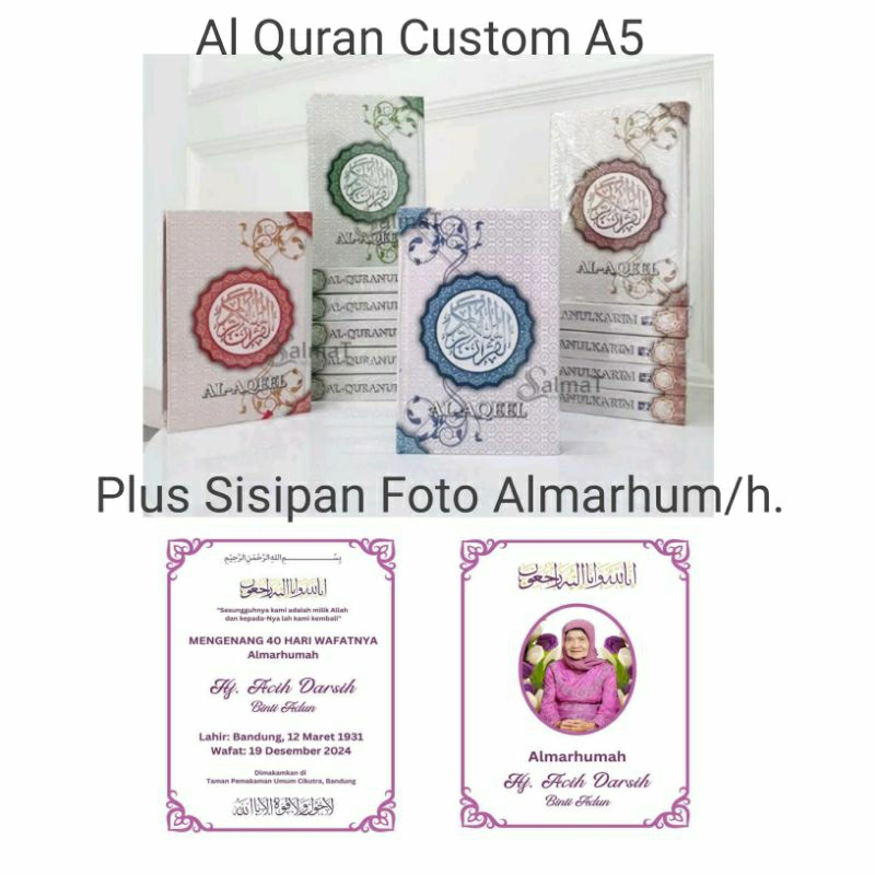 Al Quran Custom A5 Untuk Acara 40/100 Harian Almarhum/Almarhumah. Wakaf