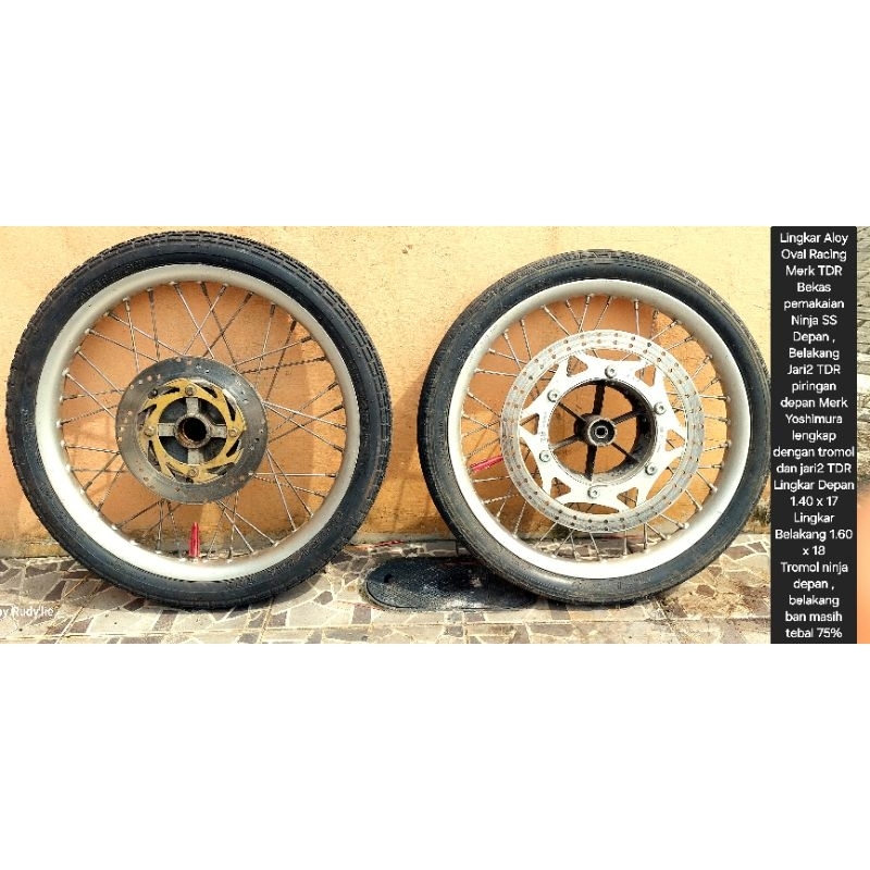 Lingkar Aloy Oval Racing Merk TDR Bekas pemakaian Ninja SS Depan ,BelakangJari2 TDRpiringan depan Me