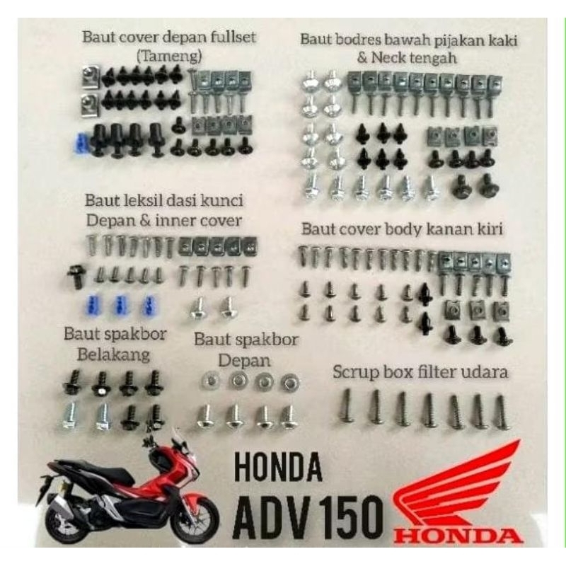 Muraaah ! Baut Fullset Baut body Lengkap Honda ADV 150 / Baut Full set bodi ADV 150