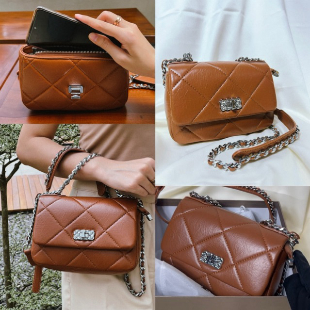 Tas Selempang Import Ch*na Kulit Coklat / Slingbag