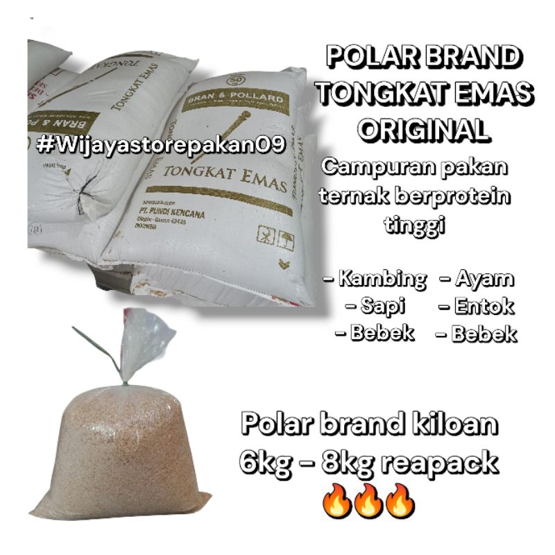 TERLARIS POLAR BRAND TONGKAT EMAS PAKAN TERNAK KAMBING,SAPI,BEBEK KEMASAN 6KG–8KG REAPACK