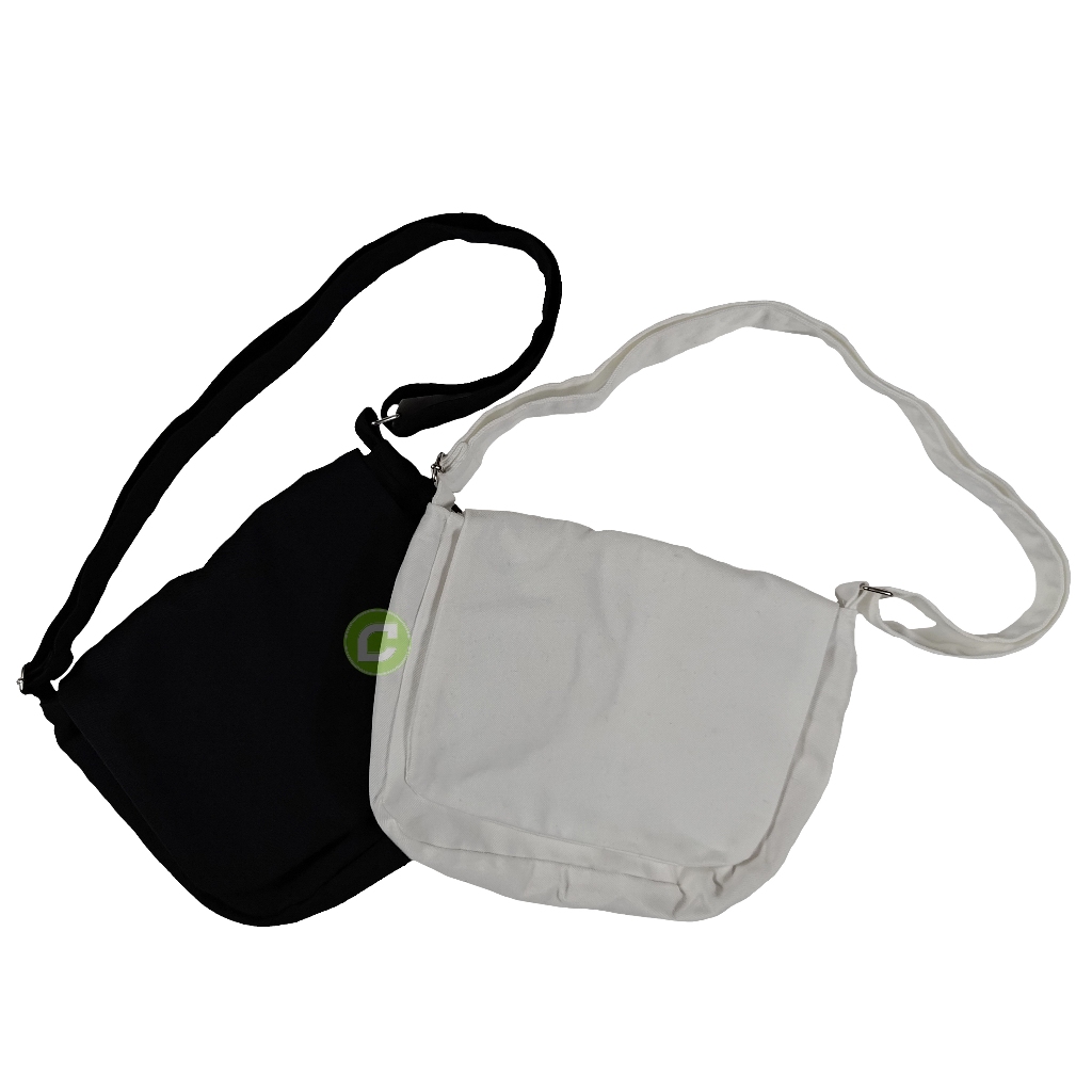 New Deals Tas Selempang Mini Kanvas Unisex Hitam Putih
