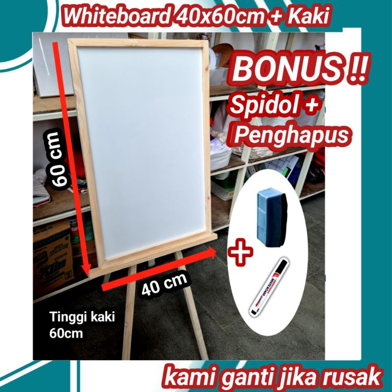 

WHITEBOARD 40X60 + Kaki (Bonus Spidol & Penghapus) LR5