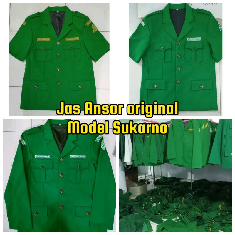 Jas Ansor Original Model Soekarno Pendek Kancing Variasi Sudah termasuk Bet Nama