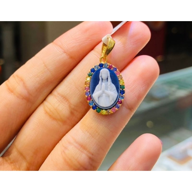 Liontin emas 70 bunda maria warna warni