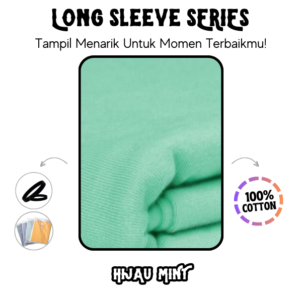 PAKAAI - Kaos Polos Pria dan Wanita Lengan Panjang - Long Sleeve Hijau Mint T-Shirt | Cotton 30S