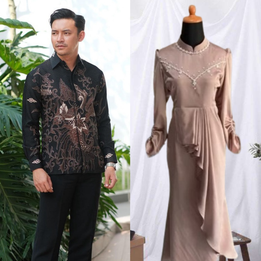 Batik Couple Gamis Satin  Karisma Terbaru Couple Kondangan Couple Lebaran Kekinian