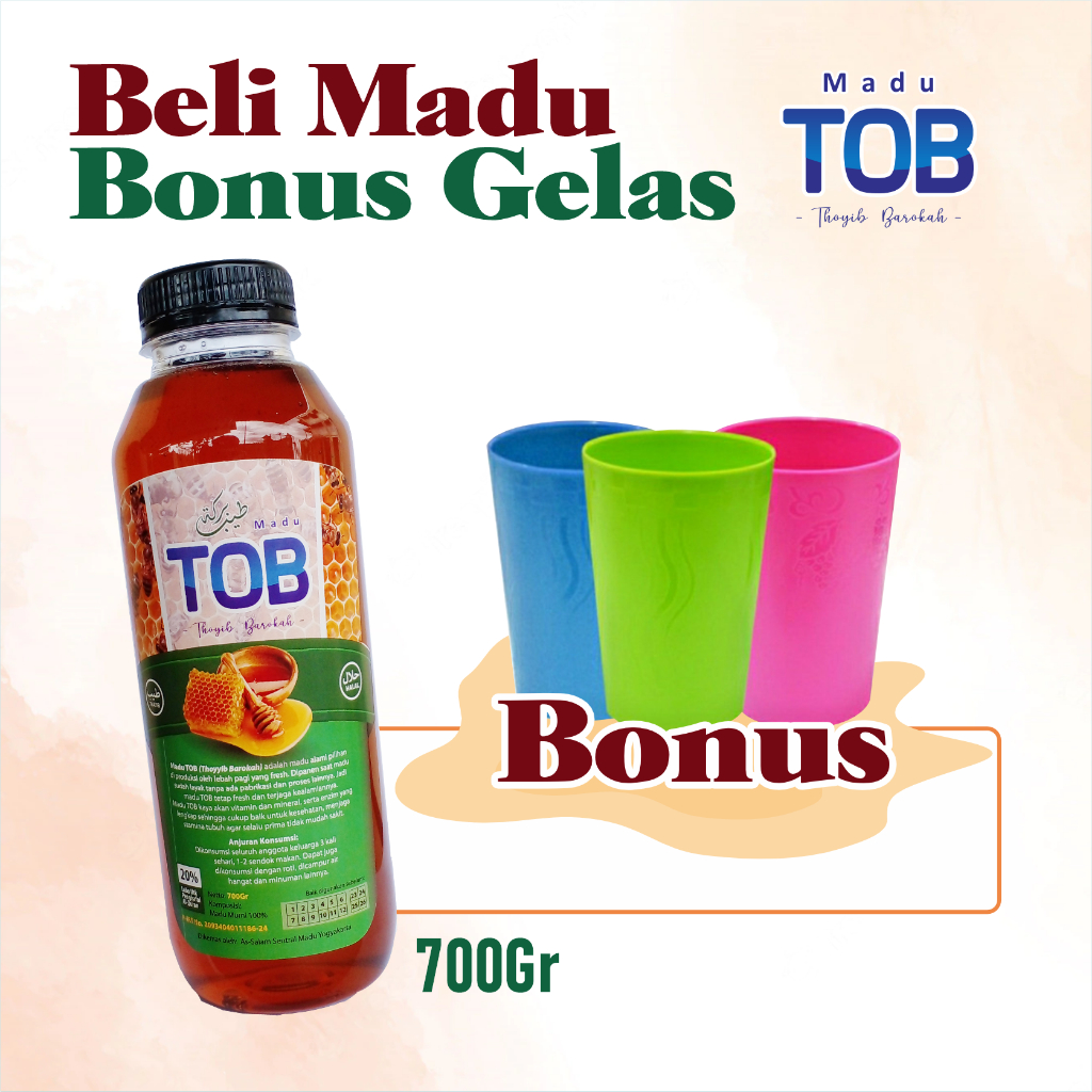 

Madu TOB Randu 700Gr - Gratis Cangkir Cantik - Promo Kombo 125gr tebus 1000