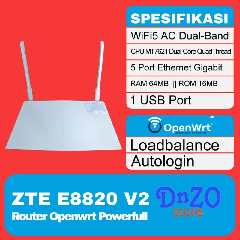 zte e8820v2 Openwrt Wifi5 AC Dual-Band loadbalance autologin wms wifi.id seamless modem router Dual 