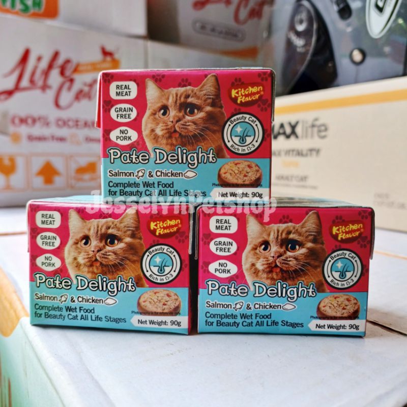 Kitchen Flavor Cat Pate Delight Salmon Chicken wet food cat kucing 90gr