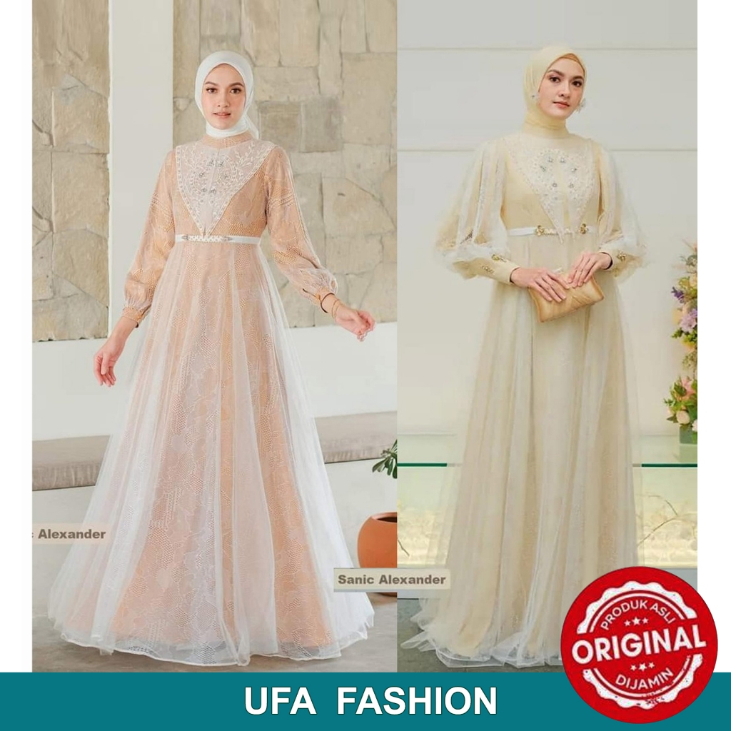 SANIC ALEXANDER ILONA Dress kain Lace Brukat mix Bordir, Baju pesta kondangan mewah