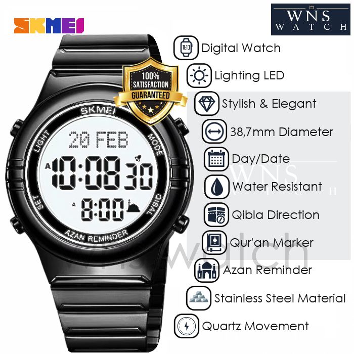 [LIMITED] Jam Tangan Digital Pria Original Muslim Qibla Wristwatch Penunjuk Arah Kiblat Waktu Adzan 