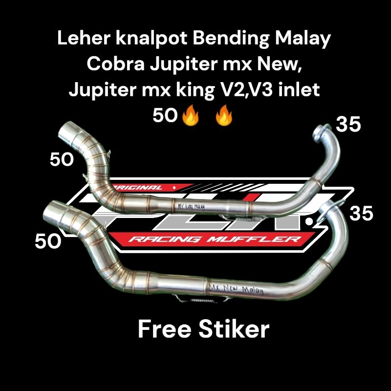 LEHER KNALPOT BENDING MALAY COBRA JUPITER MX NEW, JUPITER MX KING INLET 50