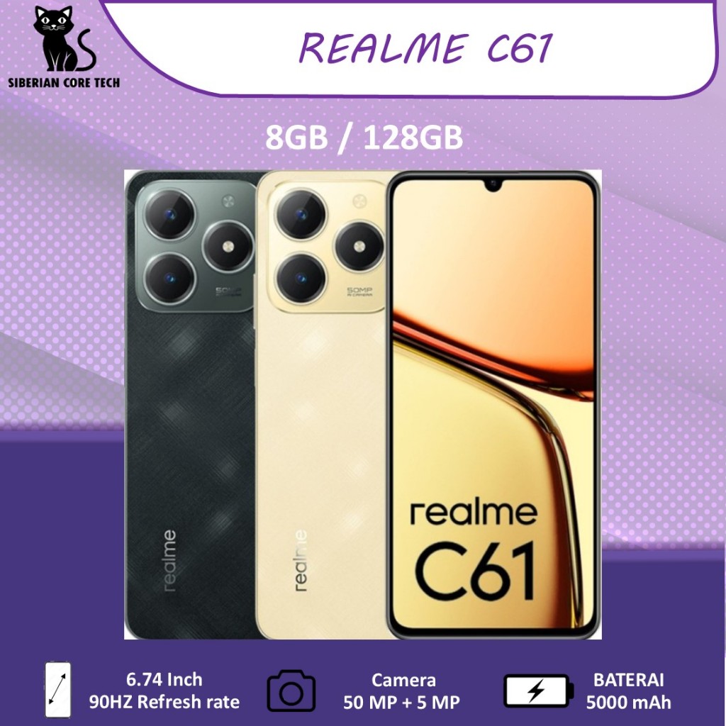 REALME C61 [8GB/128GB] 5000 mAh IPS DARK GREEN / GOLD GARANSI RESMI