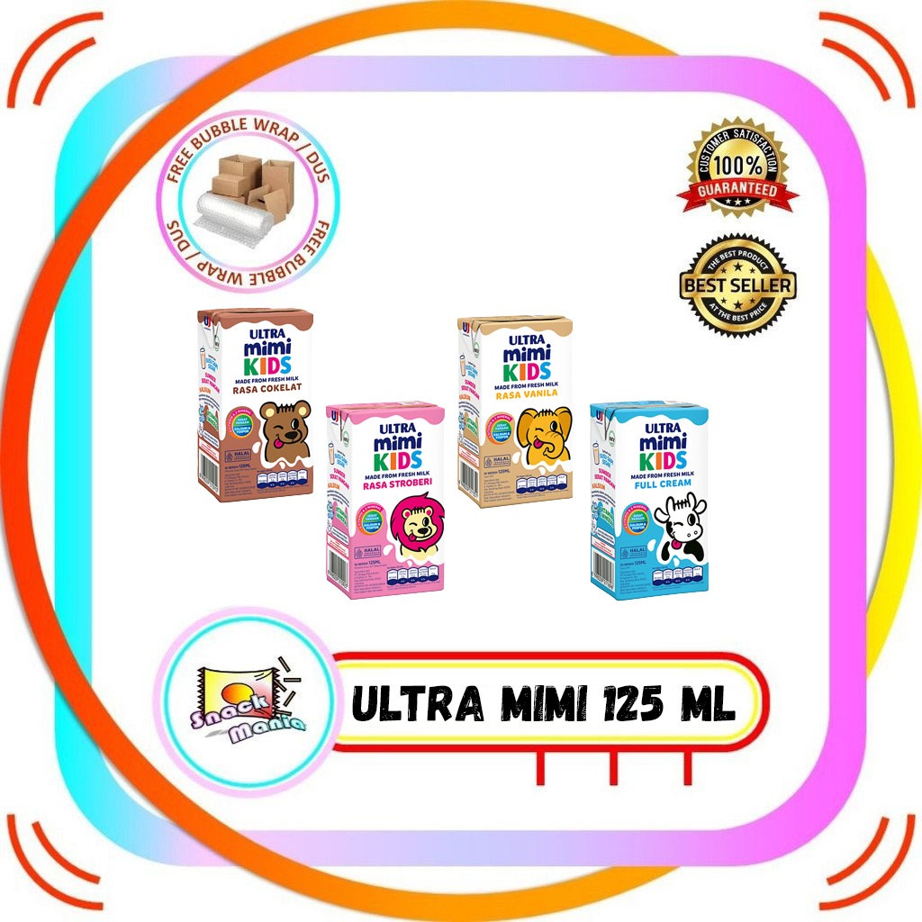 

Susu Ultra Milk Ultra Mimi Kids Susu UHT Full Cream Coklat Stroberi Vanila ~ 125 ML