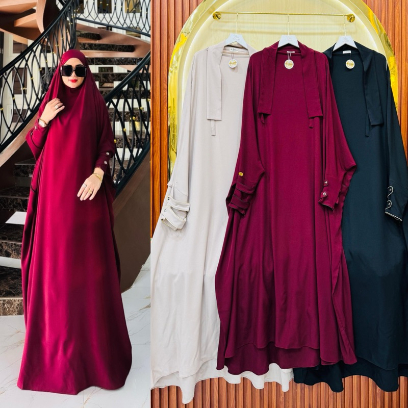 Zura one piece by velino  SYARI EDISI UMROH GAMIS MEWAH POLOS FRENCH KHIMAR GAMIS SYARI MEWAH MEWAH 