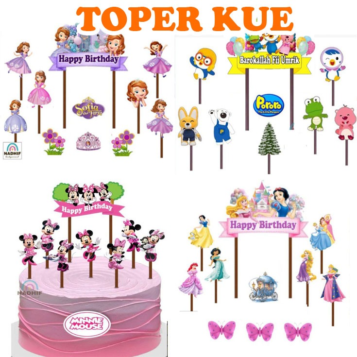 ETALASE 3 Toper Karakter Murah Hiasan Kue Ulang Tahun STIK COKLAT