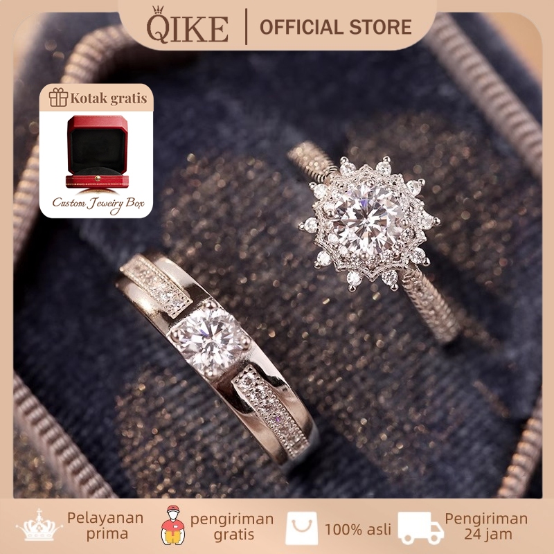 Cincin Pasangan Kawin Couple Cincin Tuangan Titanium Anti Karat Cincin Emas Putih Desain Kepingan Sa