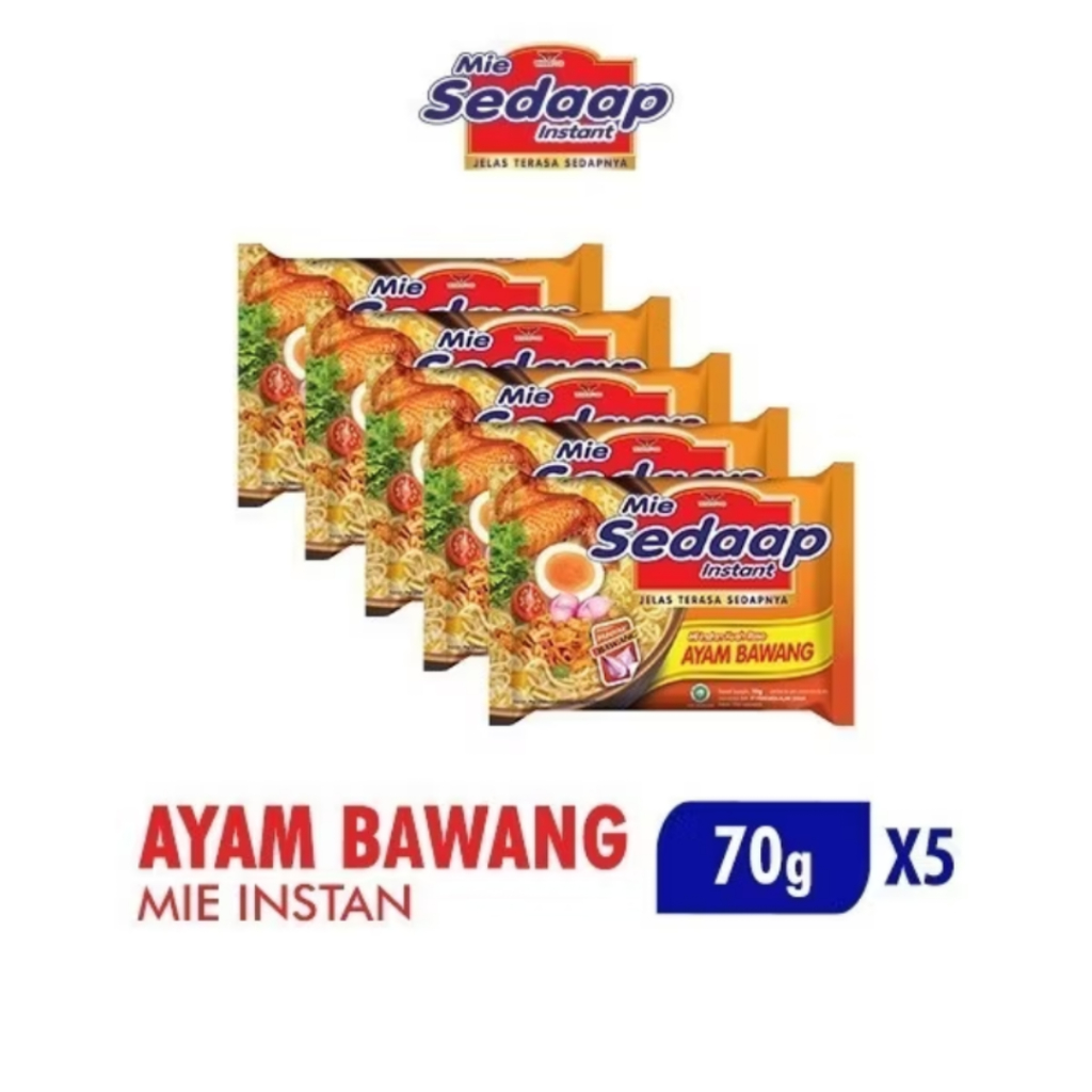 

Sedaap Ayam Bawang 70 gr X 5 PCS/ Mie Instan Sedaap Rasa Ayam Bawang/Mie Kuah Sedaap Rasa Ayam Bawang