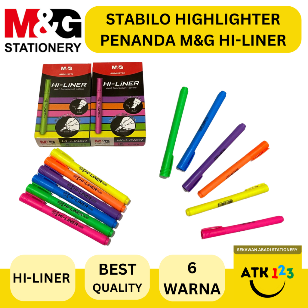 

Highlighter Pen Stabilo Penanda M&G Pen Hi-Liner Neon Colors